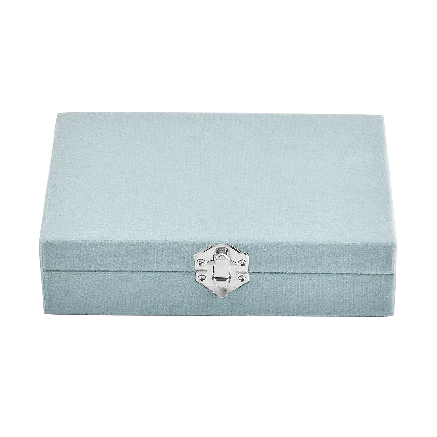 Velvet Patterned Jewellery Box with Six-Piece manicure set - Turquoise