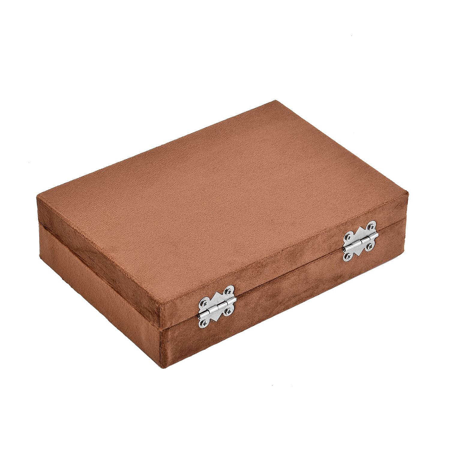Velvet Jewelry Box with 6pcs Manicure Set (Size 16.5x12x4.5 cm) - Brown