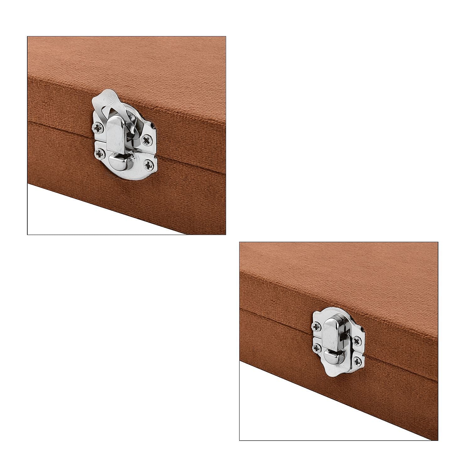 Velvet Jewelry Box with 6pcs Manicure Set (Size 16.5x12x4.5 cm) - Brown