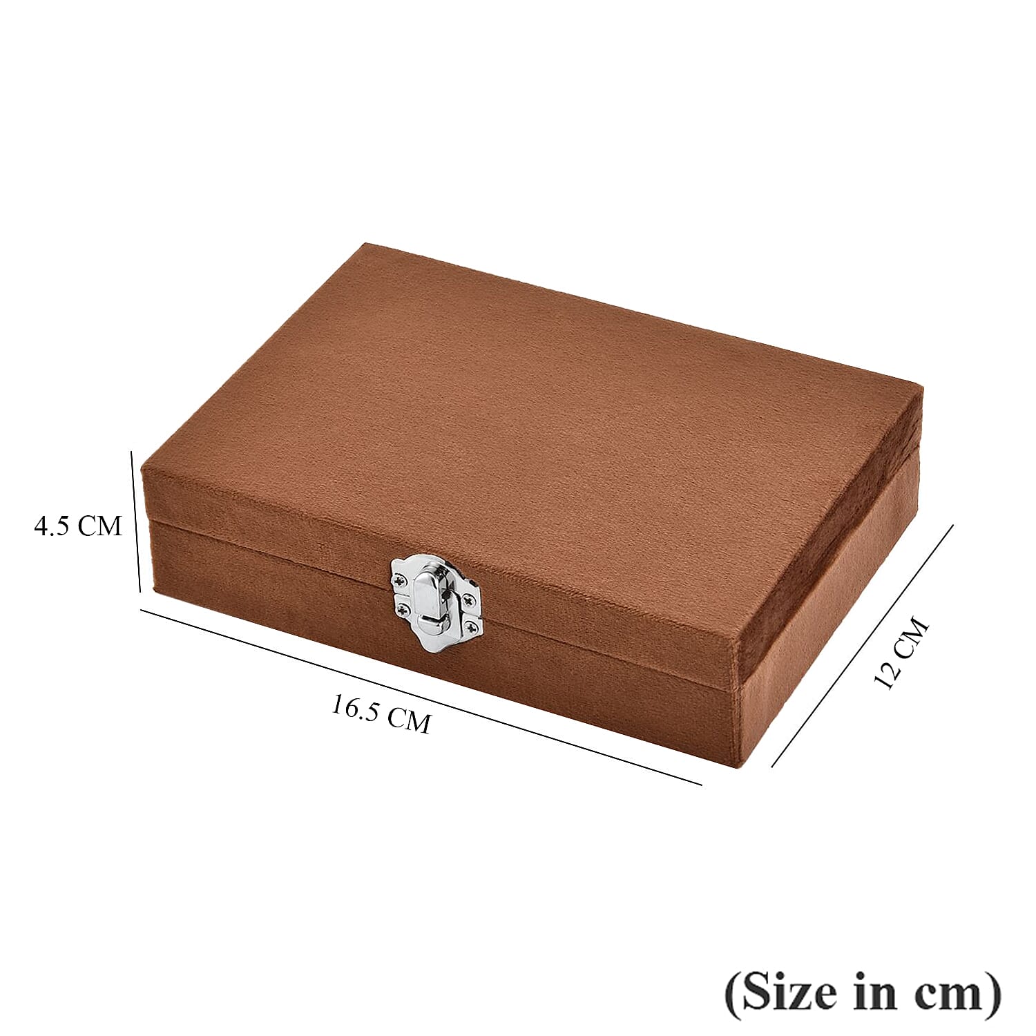 Velvet Jewelry Box with 6pcs Manicure Set (Size 16.5x12x4.5 cm) - Brown