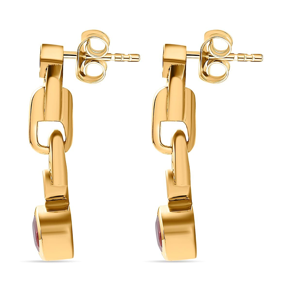 Salamanca Fire Opal & Natural Zircon Dangling Earrings in 18K Yellow Gold Vermeil Plated Sterling Silver