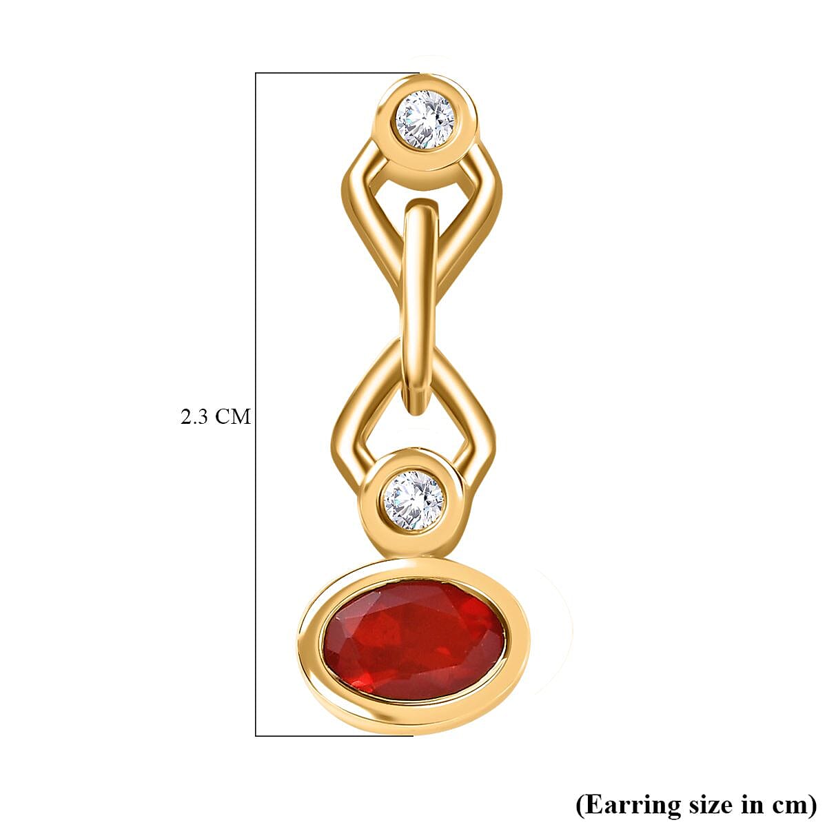 Salamanca Fire Opal & Natural Zircon Dangling Earrings in 18K Yellow Gold Vermeil Plated Sterling Silver