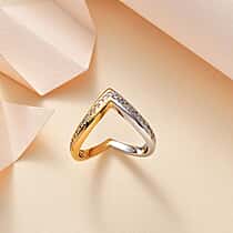JCK Vegas Find - Diamond Wishbone Ring in 18K Vermeil Yellow Gold and Platinum Plated Sterling Silver