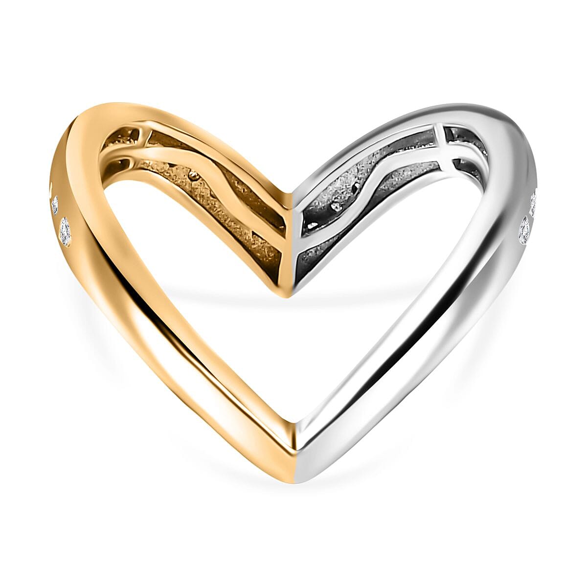 JCK Vegas Find - Diamond Wishbone Ring in 18K Vermeil Yellow Gold Plated & Platinum Overlay Sterling Silver JCK Vegas Find - Diamond Wishbone Ring in 18K Vermeil Yellow Gold Plated & Platinum Overlay Sterling Silver