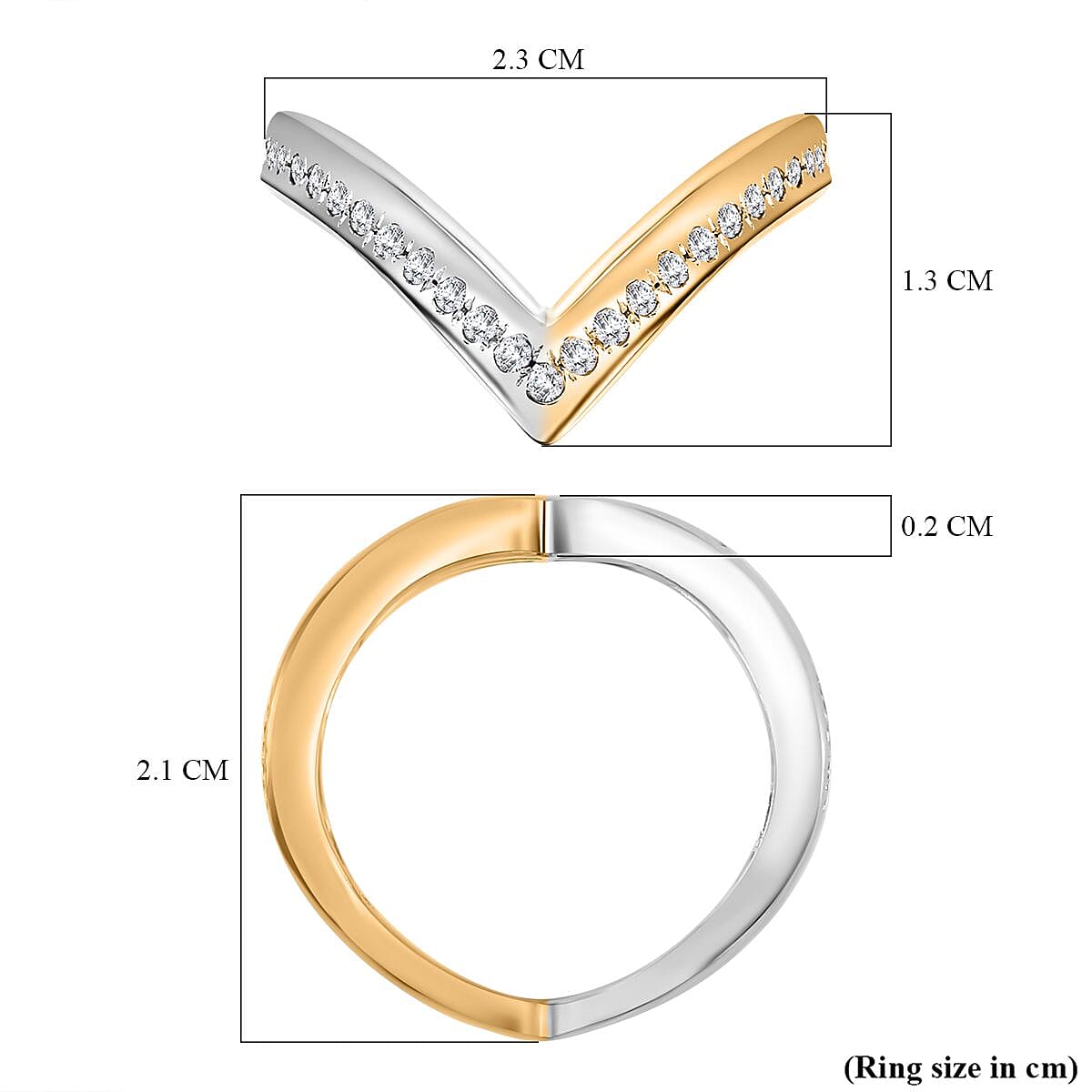 JCK Vegas Find - Diamond Wishbone Ring in 18K Vermeil Yellow Gold Plated & Platinum Overlay Sterling Silver JCK Vegas Find - Diamond Wishbone Ring in 18K Vermeil Yellow Gold Plated & Platinum Overlay Sterling Silver