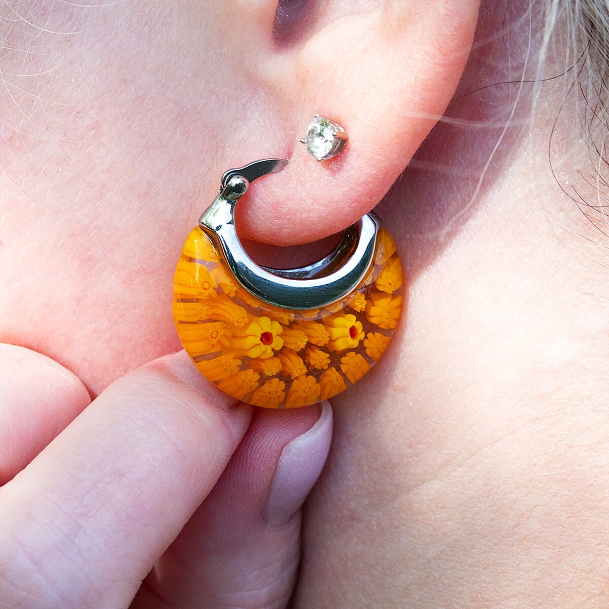 Yellow Colour Murano Glass Earrings