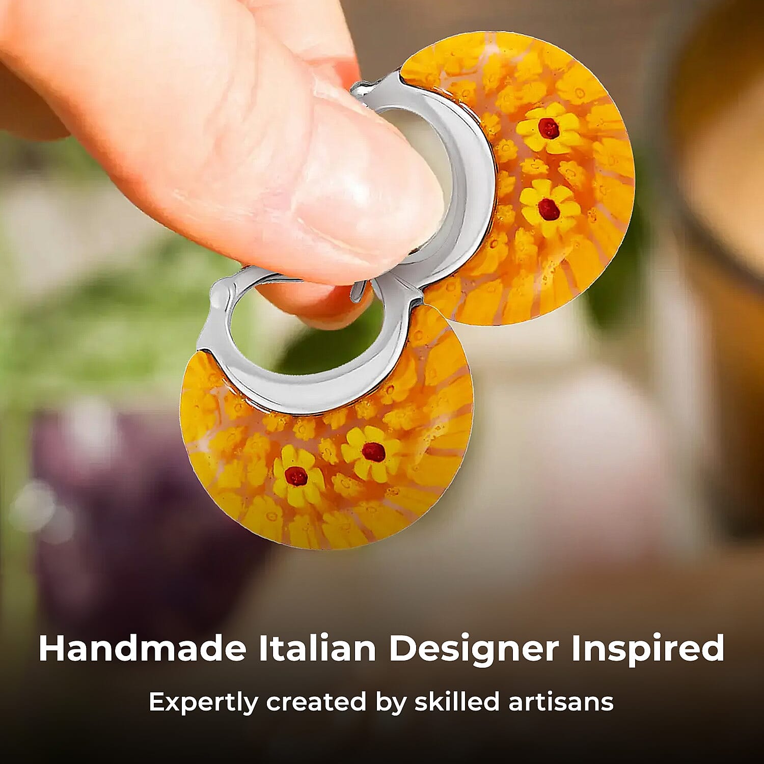 Yellow Colour Murano Glass Earrings