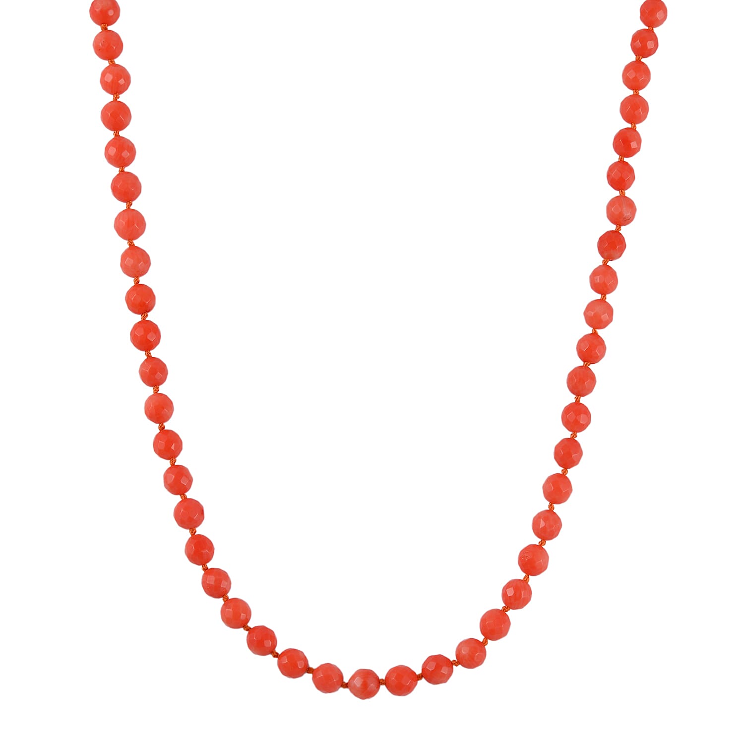 Super Rare Find - Mediterranean Coral Necklace (Size - 20) in Rhodium Overlay Sterling Silver 175.00 Ct, Limited stock