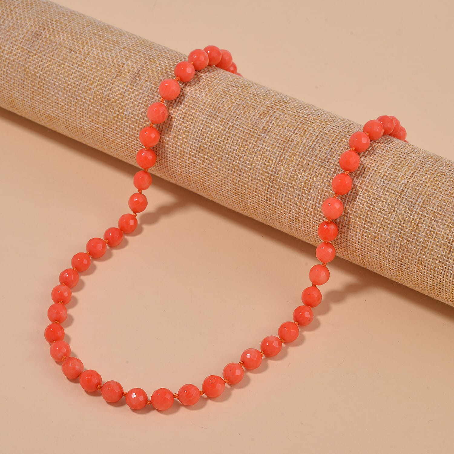 Super Rare Find - Mediterranean Coral Necklace (Size - 20) in Rhodium Overlay Sterling Silver 175.00 Ct, Limited stock