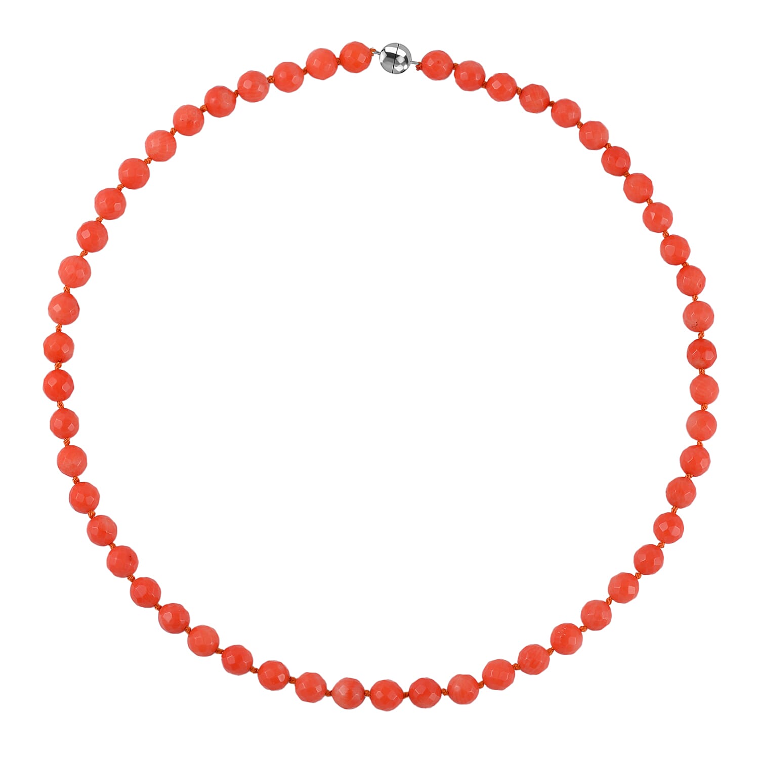 Super Rare Find - Mediterranean Coral Necklace (Size - 20) in Rhodium Overlay Sterling Silver 175.00 Ct, Limited stock