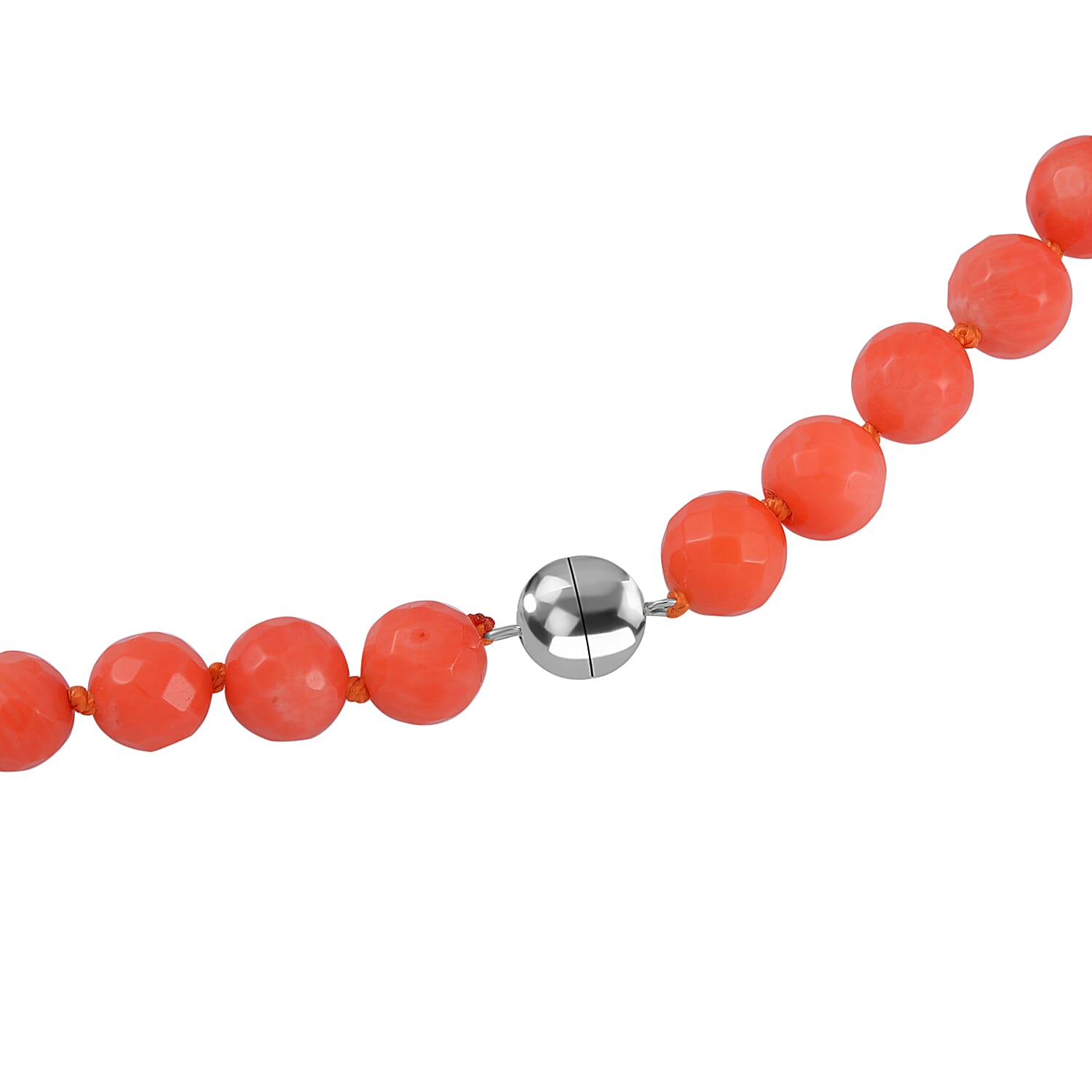 Super Rare Find - Mediterranean Coral Necklace (Size - 20) in Rhodium Overlay Sterling Silver 175.00 Ct, Limited stock