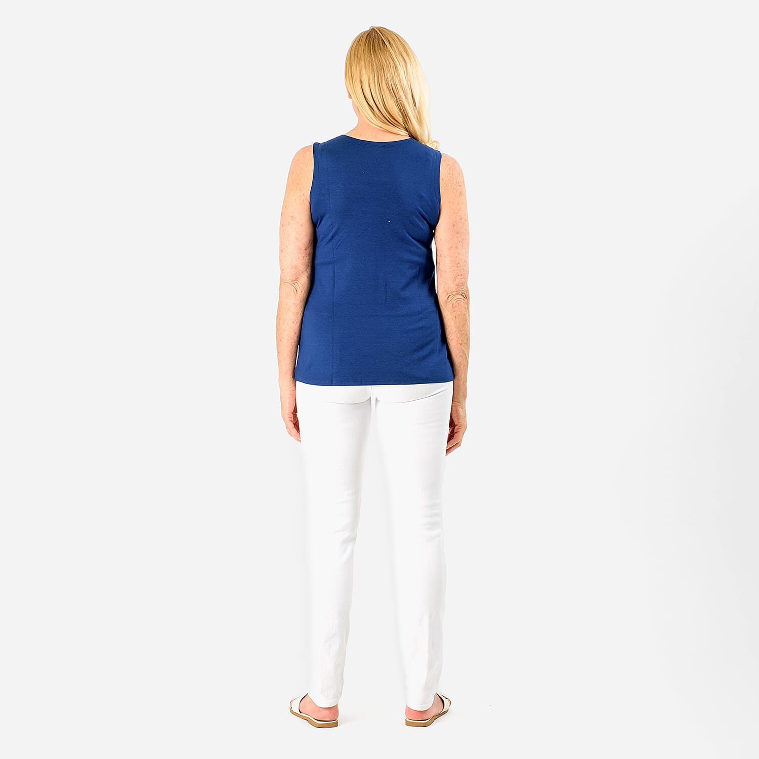 TAMSY Viscose Womens Sleeveless Tank Top (Size S) - Blue TAMSY Viscose Womens Sleeveless Tank Top (Size S) - Blue