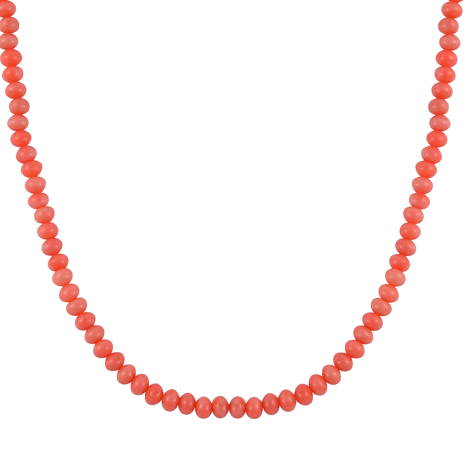 Tucson Gemfair Closeout - Pink Coral Necklace (Size - 20) with Magnetic Lock in Rhodium Overlay Sterling Silver 175.00 ct