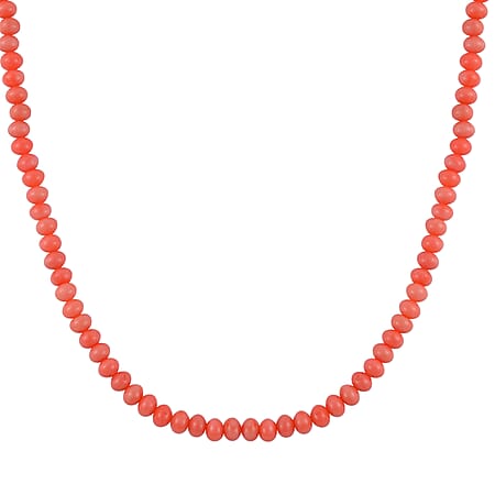 Tucson Gemfair Closeout - Pink Coral Necklace (Size - 20) with Magnetic Lock in Rhodium Overlay Sterling Silver 175.00 ct