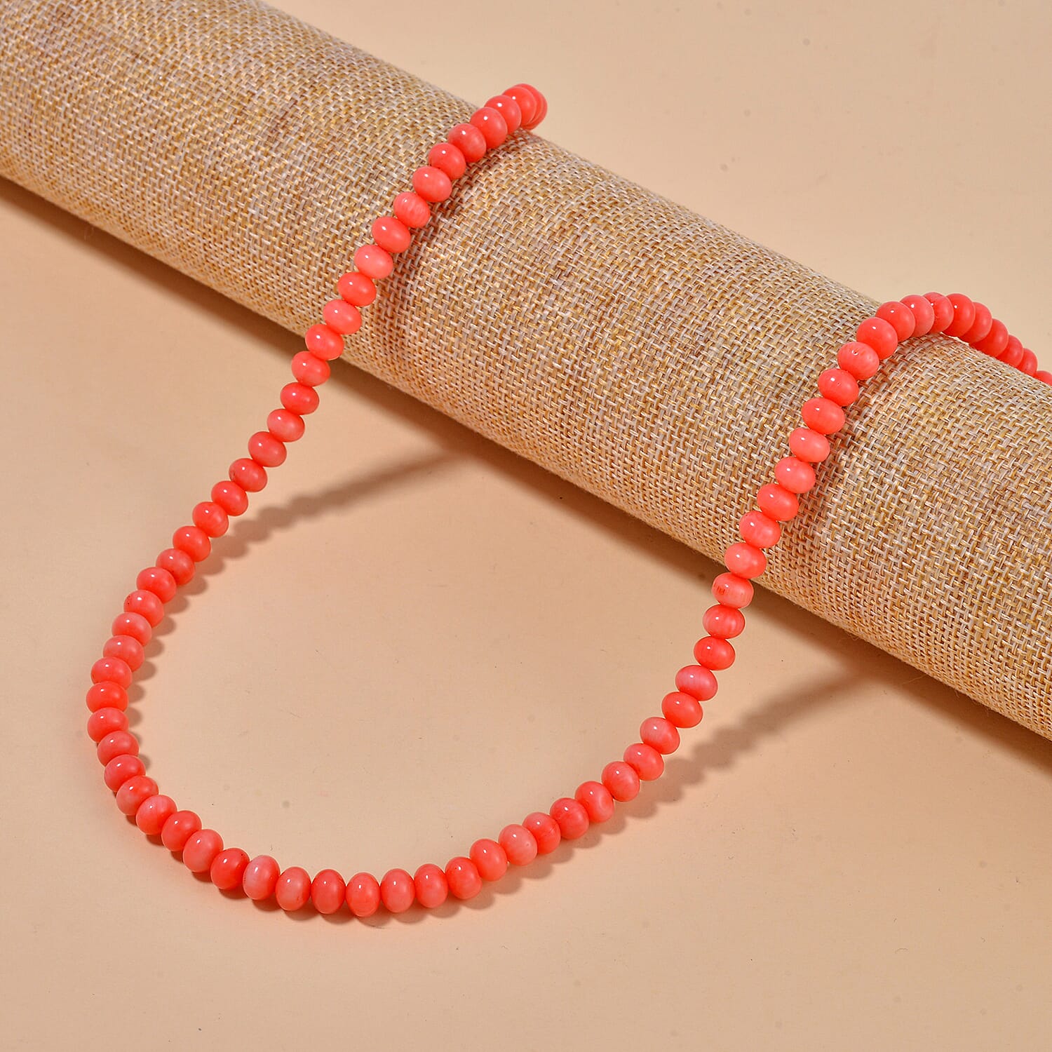 Tucson Gemfair Closeout - Pink Coral Necklace (Size - 20) with Magnetic Lock in Rhodium Overlay Sterling Silver 175.00 ct