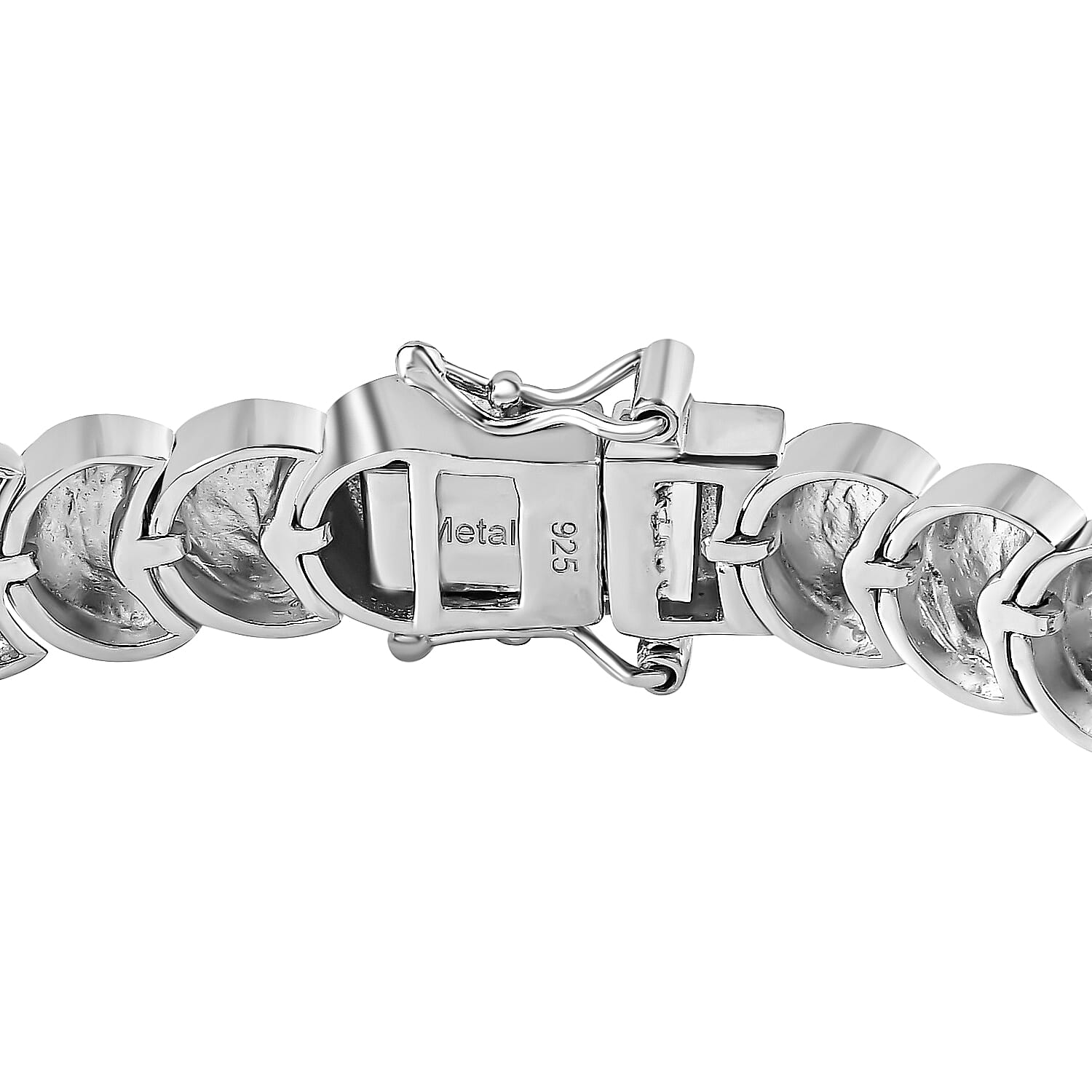 Designer Inspired- Platinum Overlay Sterling Silver Round Link Bracelet (Size - 7.5), Silver Wt. 20.70 Gms