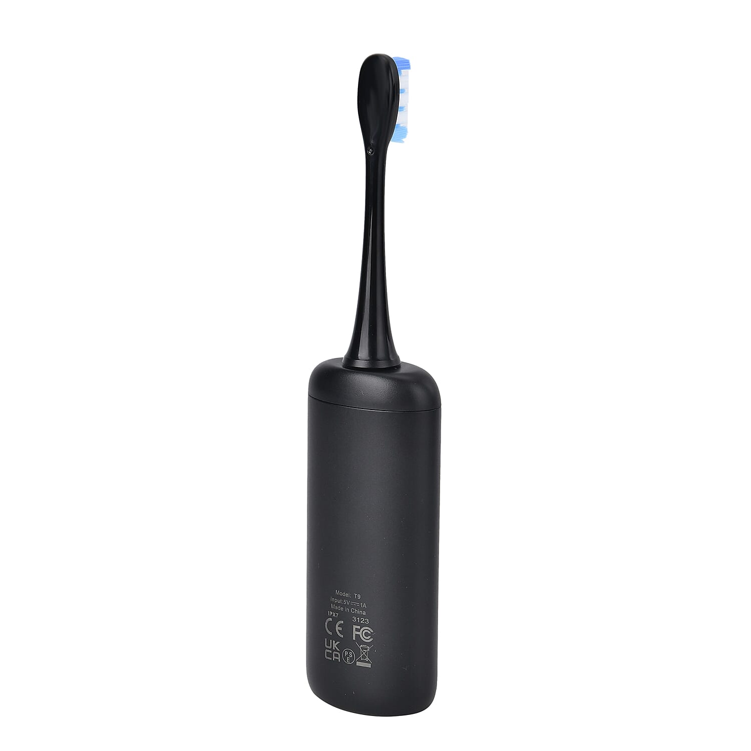Fairywill T9 Electric Toothbrush with 4 Brush Heads & 1 Vented Cap (USB Powered 650mAh Rechargeable Battery) - Black