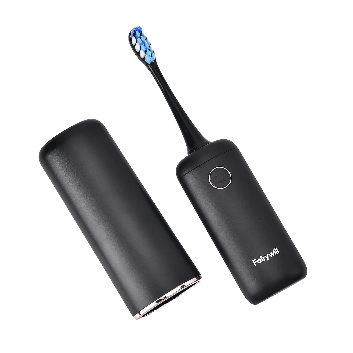 Fairywill T9 Electric Toothbrush with 4 Brush Heads & 1 Vented Cap (USB Powered 650mAh Rechargeable Battery) - Black