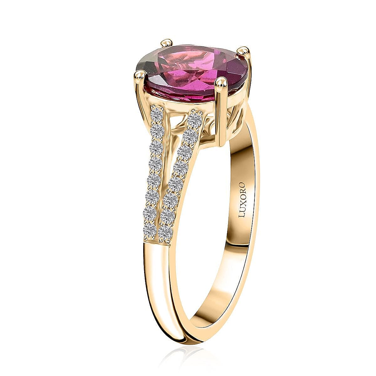 10K Yellow Gold  AAA   Purple Garnet ,  White Diamond  I2 Ring 2.50 ct,  Gold Wt. 2.87 Gms  2.500  Ct.