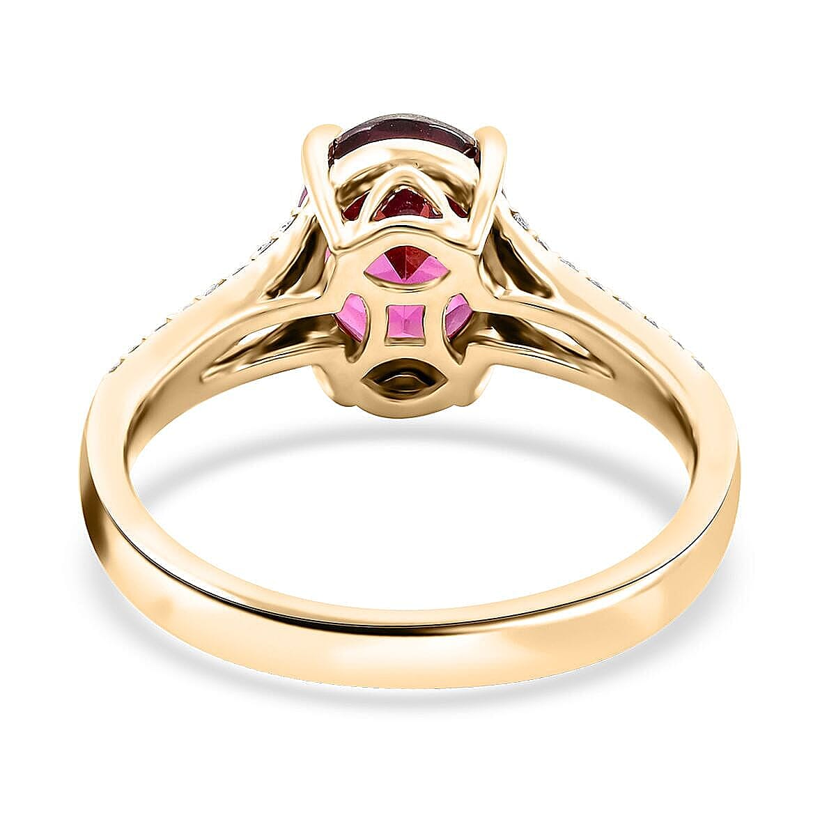 10K Yellow Gold  AAA   Purple Garnet ,  White Diamond  I2 Ring 2.50 ct,  Gold Wt. 2.87 Gms  2.500  Ct.