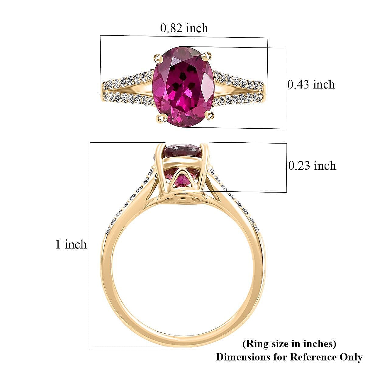 10K Yellow Gold  AAA   Purple Garnet ,  White Diamond  I2 Ring 2.50 ct,  Gold Wt. 2.87 Gms  2.500  Ct.