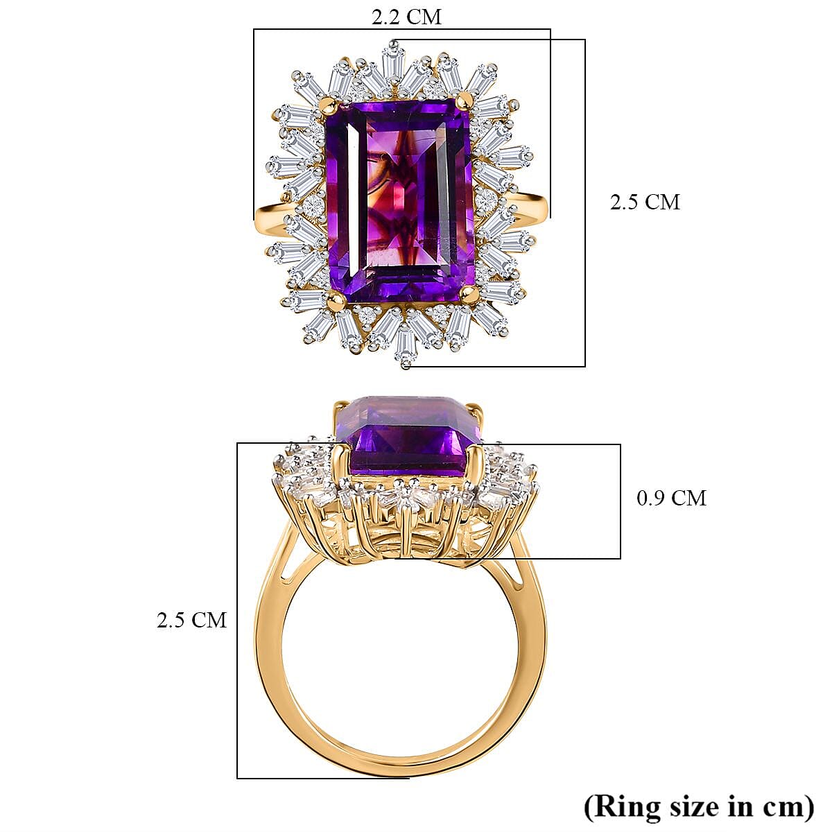 Moroccan Amethyst & Natural Zircon Ring in Vermeil YG Plated Sterling Silver 8.50 Ct. Moroccan Amethyst & Natural Zircon Ring in Vermeil YG Plated Sterling Silver 8.50 Ct.