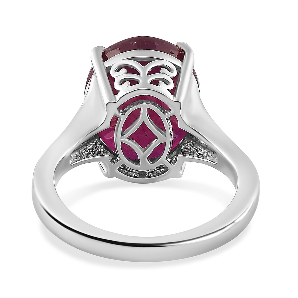 African Ruby Solitaire Ring in Platinum Overlay Sterling Silver 9.73 Ct. African Ruby Solitaire Ring in Platinum Overlay Sterling Silver 9.73 Ct.