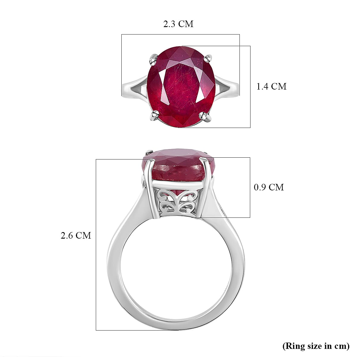 African Ruby Solitaire Ring in Platinum Overlay Sterling Silver 9.73 Ct. African Ruby Solitaire Ring in Platinum Overlay Sterling Silver 9.73 Ct.