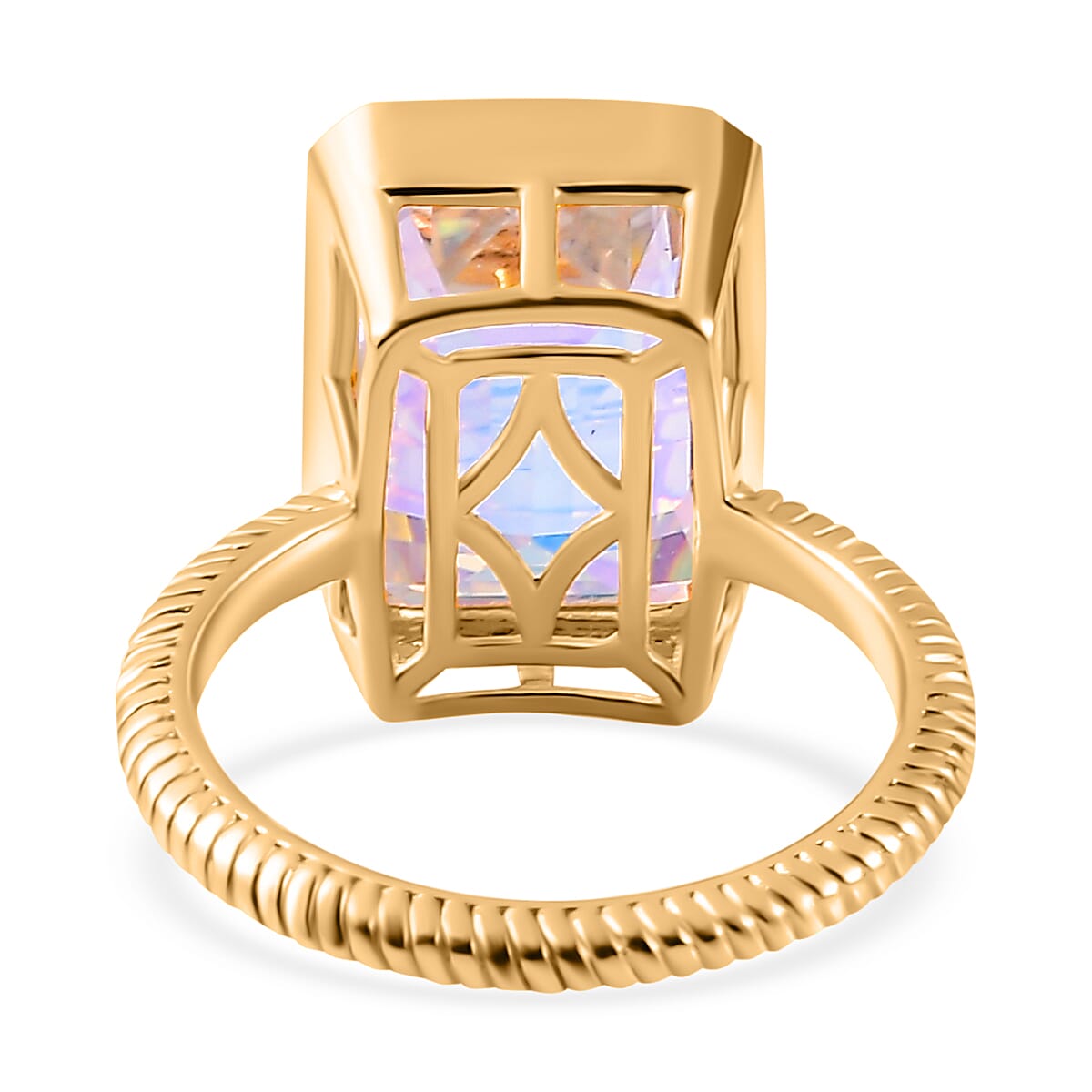 Mercury Mystic Topaz Solitaire Ring in 18K Gold Vermeil Sterling Silver 8.60 ct Mercury Mystic Topaz Solitaire Ring in 18K Gold Vermeil Sterling Silver 8.60 ct