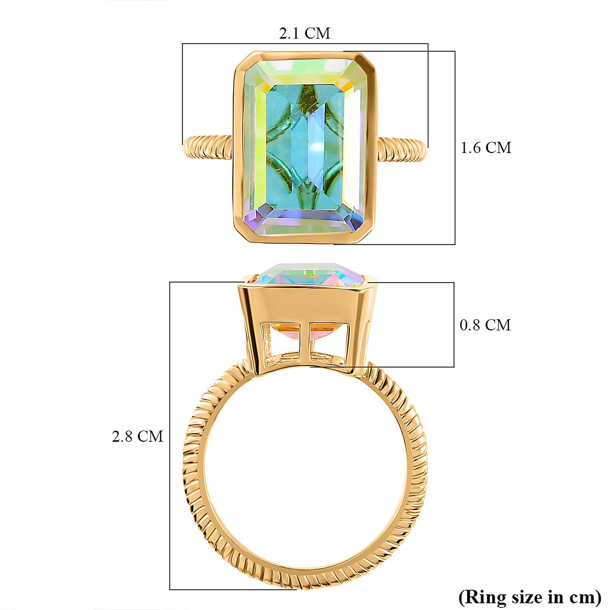 Mercury Mystic Topaz Solitaire Ring in 18K Gold Vermeil Sterling Silver 8.60 ct Mercury Mystic Topaz Solitaire Ring in 18K Gold Vermeil Sterling Silver 8.60 ct