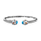 Designer Inspired - Arizona Sleeping Beauty Turquoise and Tourmaline Bangle (Size 7.5) in Platinum Overlay Sterling Silver