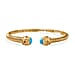 Designer Inspired - Arizona Sleeping Beauty Turquoise and Tourmaline Bangle (Size 7.5) in Platinum Overlay Sterling Silver
