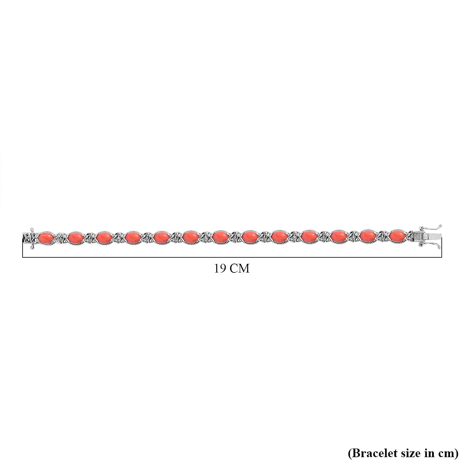 Coral Bracelet (Size - 7) in Platinum Overlay Sterling Silver 8.45 ct 8.450 Ct.