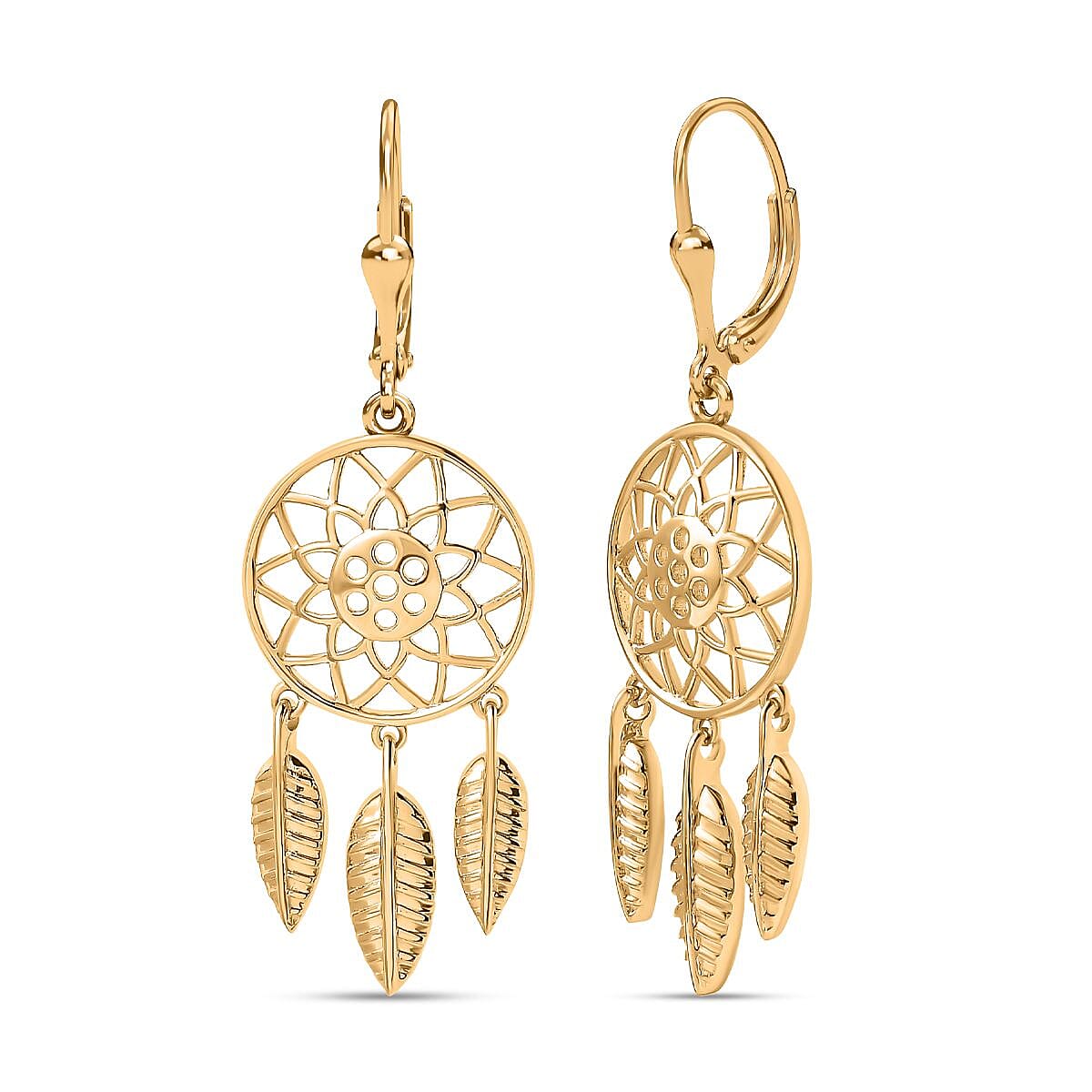 Vermeil YG Sterling Silver Fancy Earring,  Silver Wt. 5.94 Gms