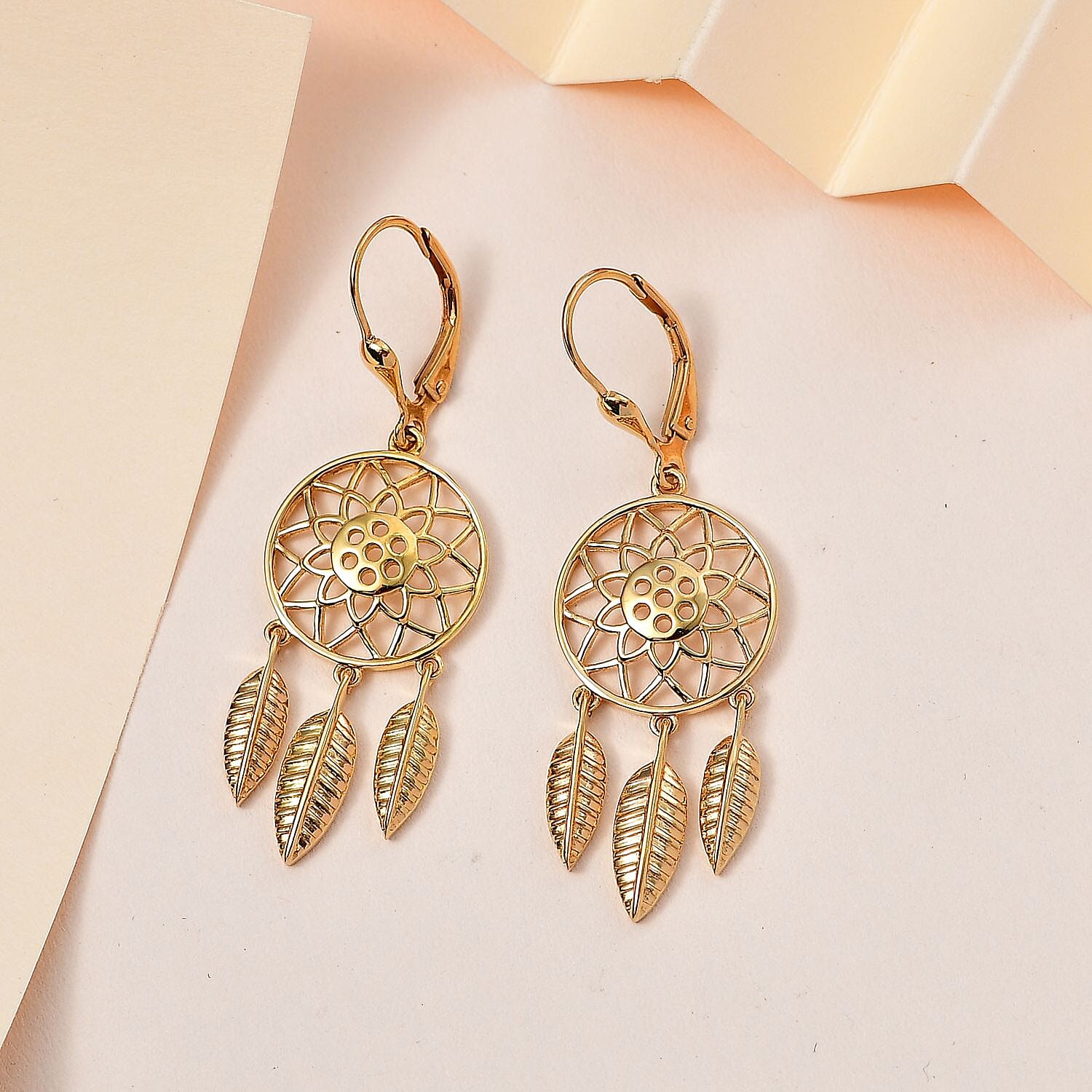 Vermeil YG Sterling Silver Fancy Earring,  Silver Wt. 5.94 Gms