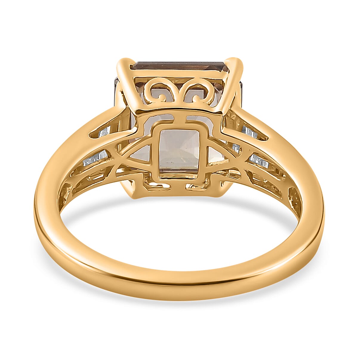 ILIANA 18K Yellow Gold AAAA Turkizite & Diamond Ring 4.24 Ct (4 Ct Asscher Turkizite)