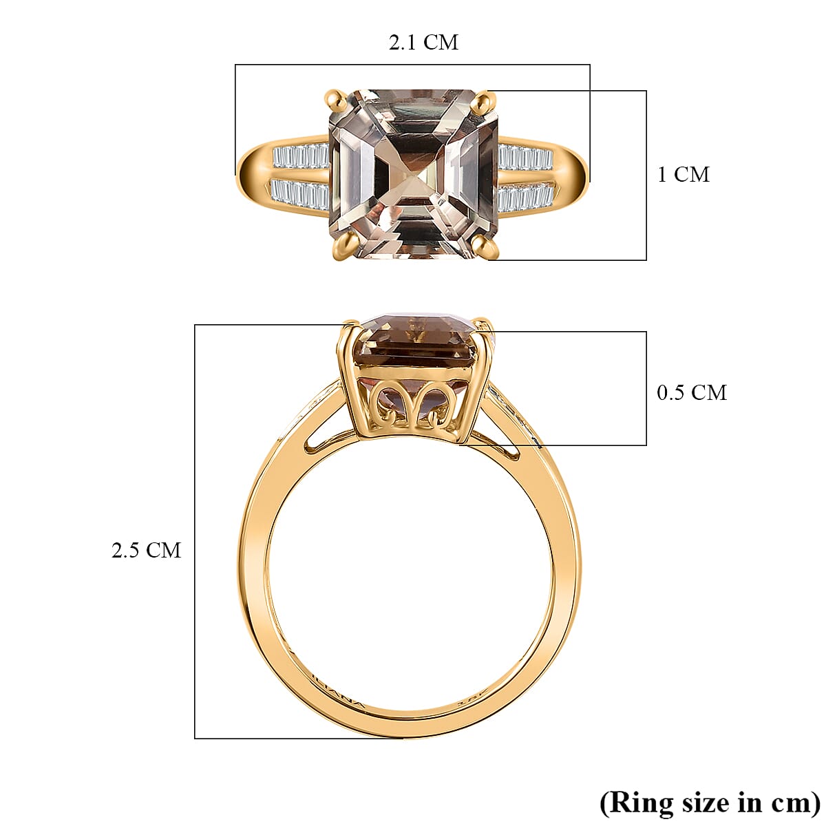 ILIANA 18K Yellow Gold AAAA Turkizite & Diamond Ring 4.24 Ct (4 Ct Asscher Turkizite)