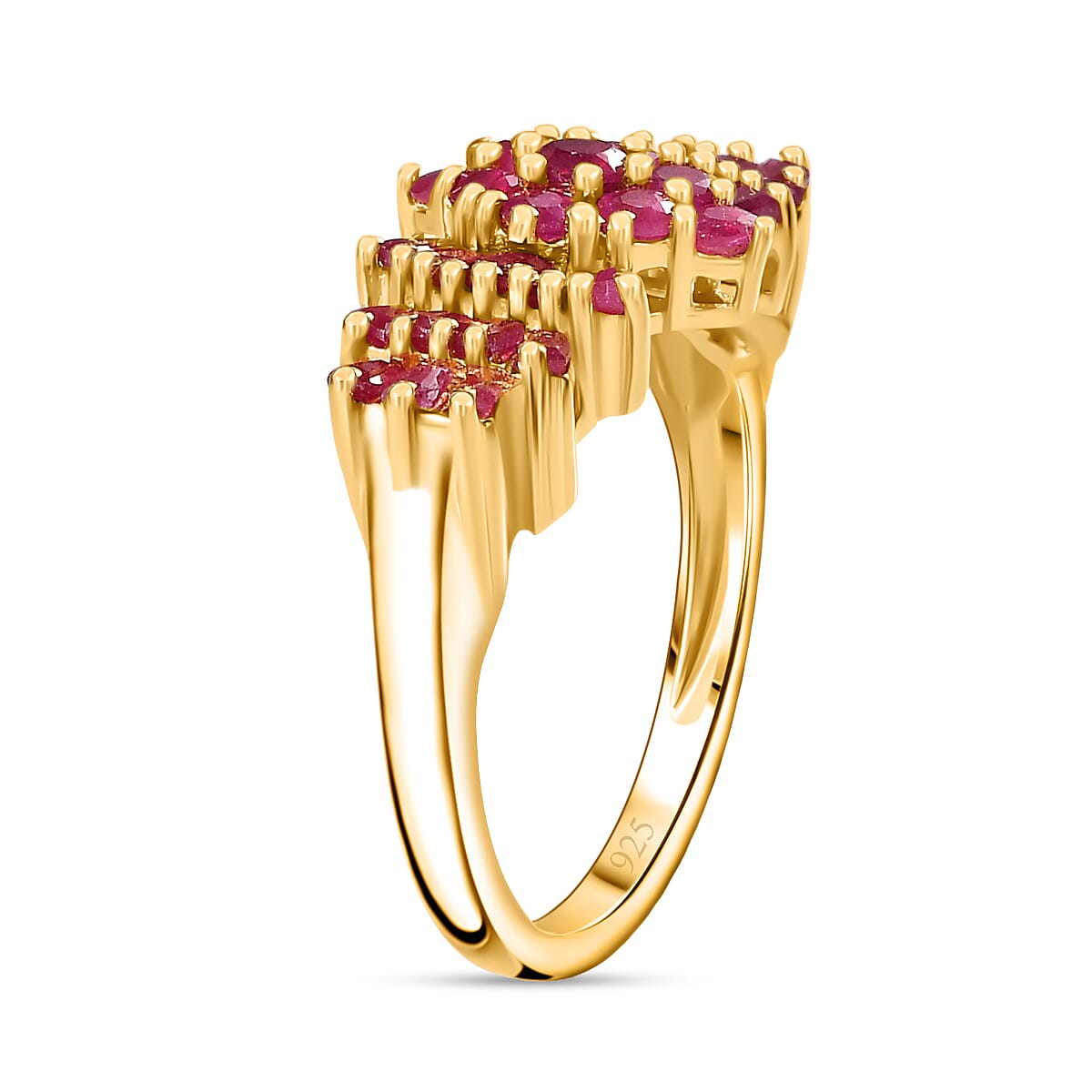 One Time Deal - African Ruby Ballerina Ring in 18K Vermeil Yellow Gold Plated Sterling Silver 1.84 Ct.