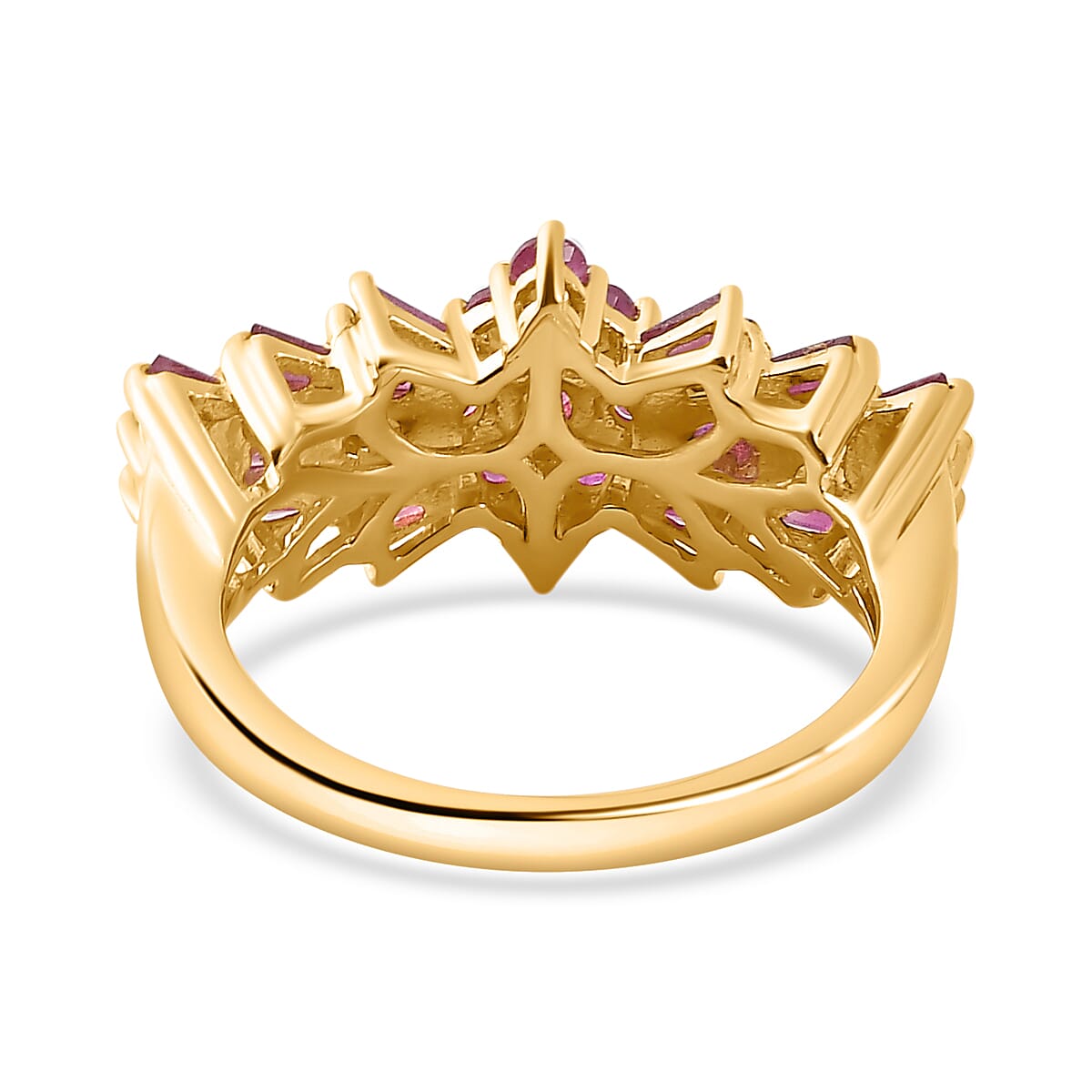 One Time Deal - African Ruby Ballerina Ring in 18K Vermeil Yellow Gold Plated Sterling Silver 1.84 Ct.