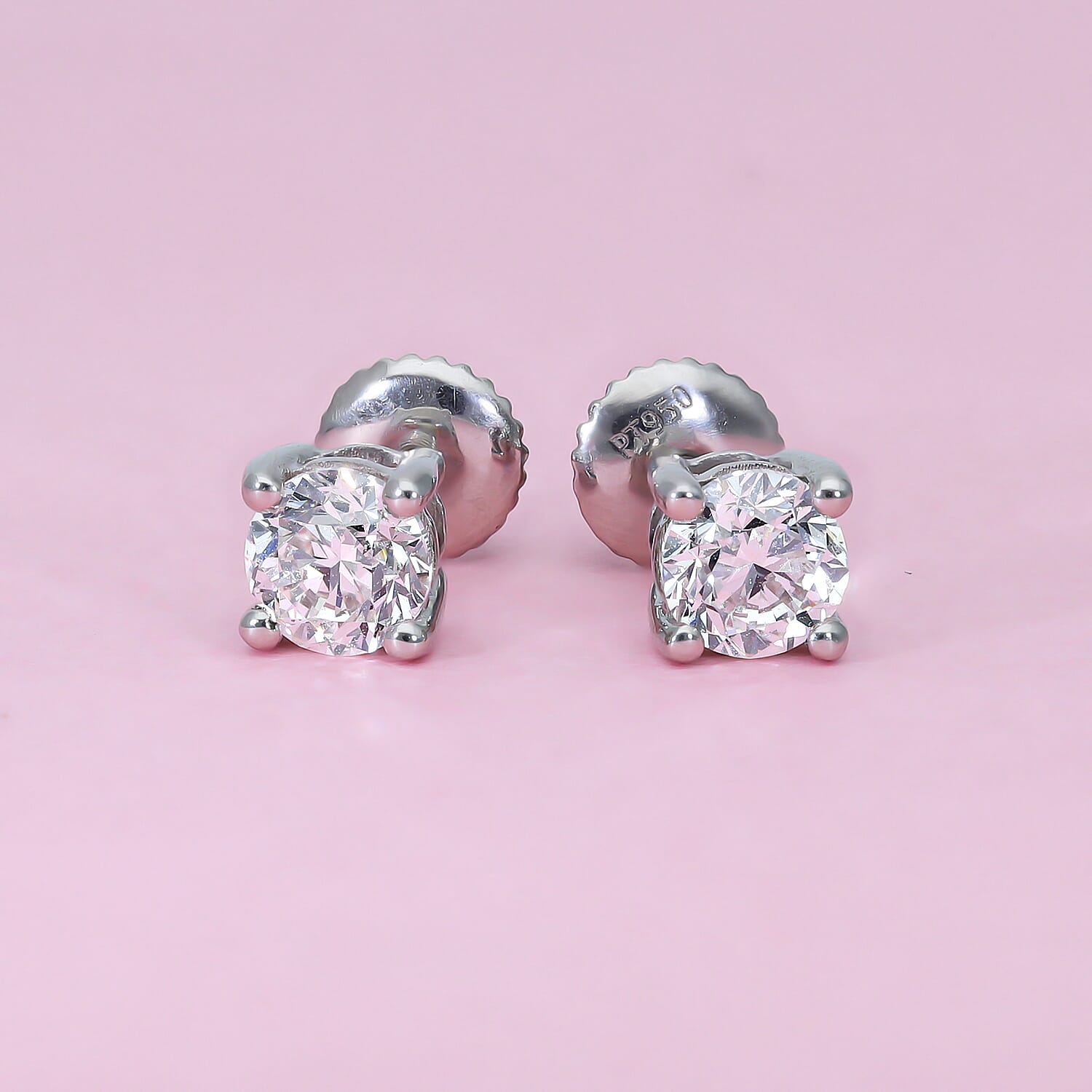 Vegas Find - 950 Platinum IGI Certified (VVS-D) Lab Grown Diamond Stud 2.00 Ct With Screwbacks