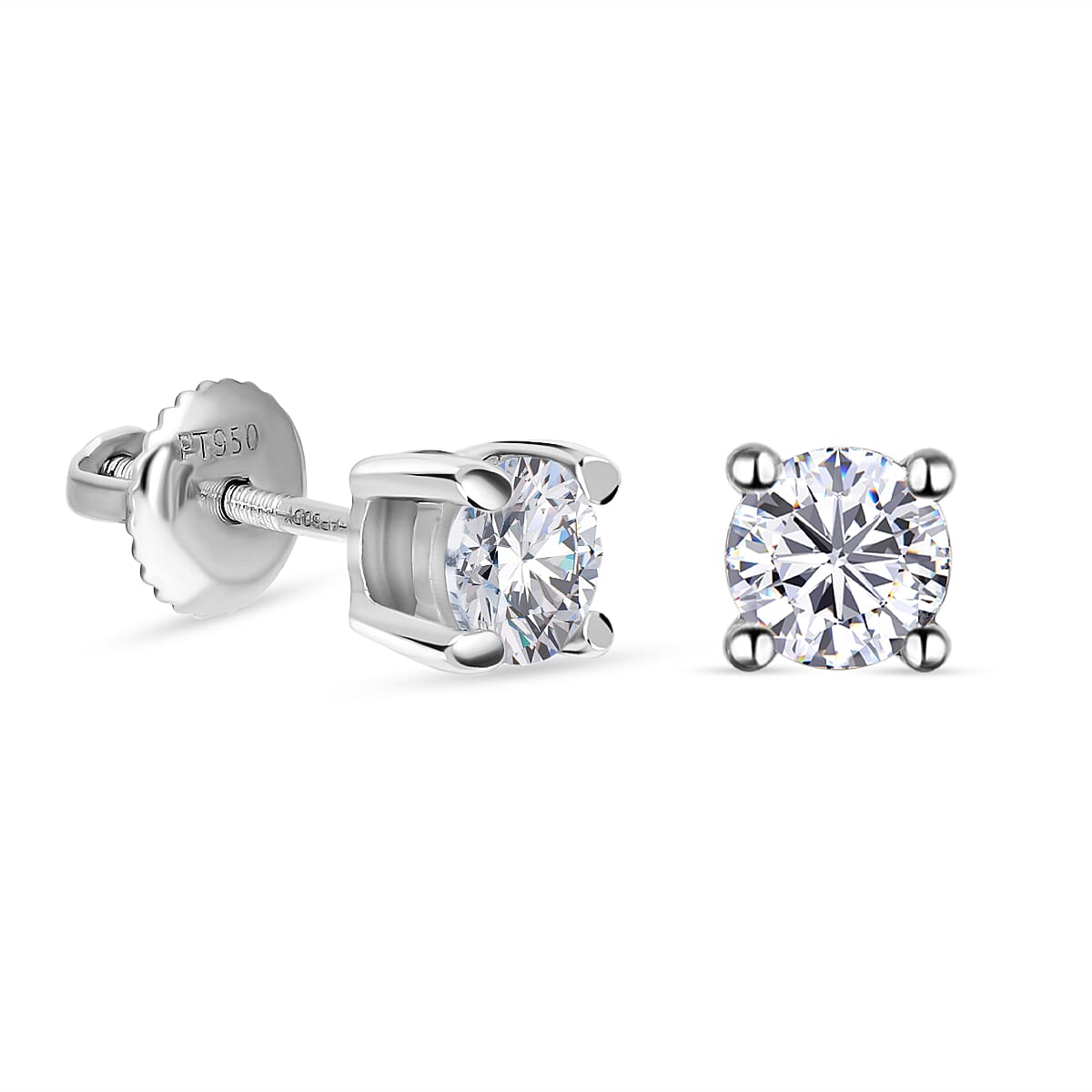 Vegas Find - 950 Platinum IGI Certified (VVS-D) Lab Grown Diamond Stud 2.00 Ct With Screwbacks