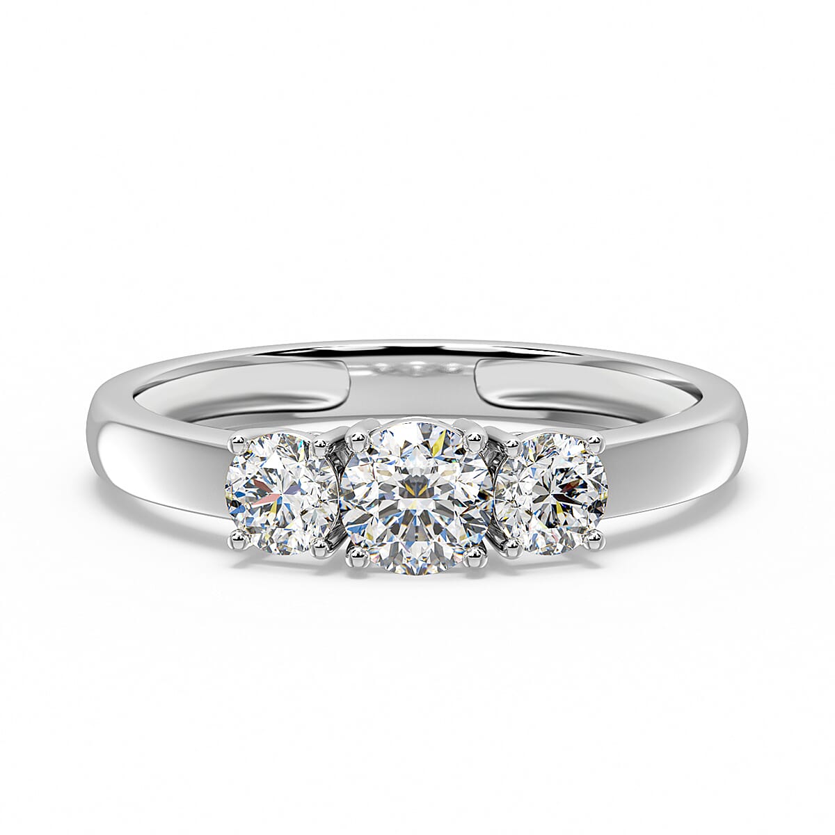 950 Platinum Certified (VS-E-F) Lab Grown Diamond Trilogy Ring 1.01 Ct.