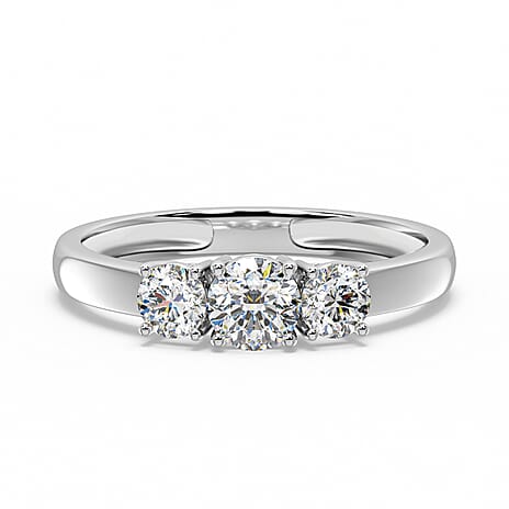 950 Platinum Certified (VS-E-F) Lab Grown Diamond Trilogy Ring 1.01 Ct.