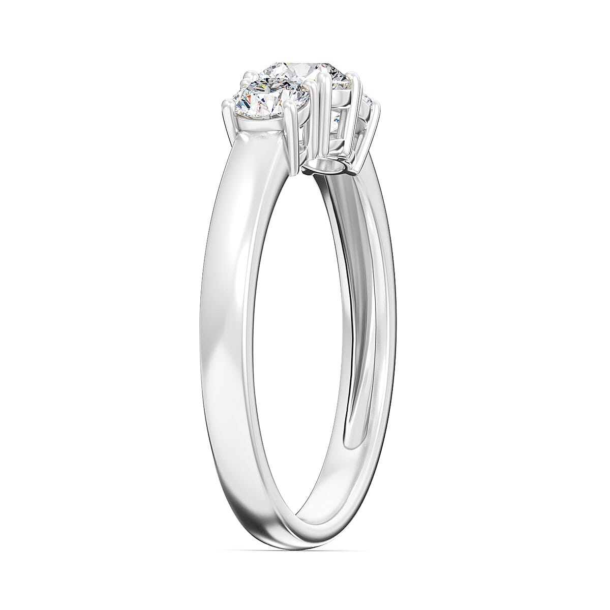 950 Platinum Certified (VS-E-F) Lab Grown Diamond Trilogy Ring 1.01 Ct.