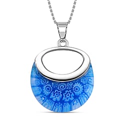 Multi Colour Murano Style Glass Necklace (Size - 24) in Pure White Stainless Steel