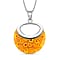 Yellow Colour Murano Style Necklace (Size - 24) Pure White Stainless Steel