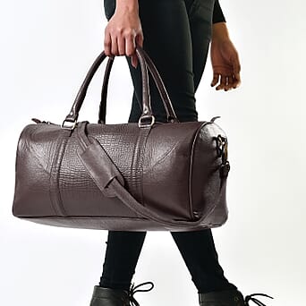 https://tjcuk.sirv.com/Products/77/4/7744281/Leather-Croco-Embossed-Travel-Bag-Size-44x20x22-cm-Brown-Black_7744281_2.jpg?w=342&h=342