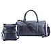 Set of 2 - 100% Leather Croco Embossed Luggage Duffle Bag with Crossbody Bag