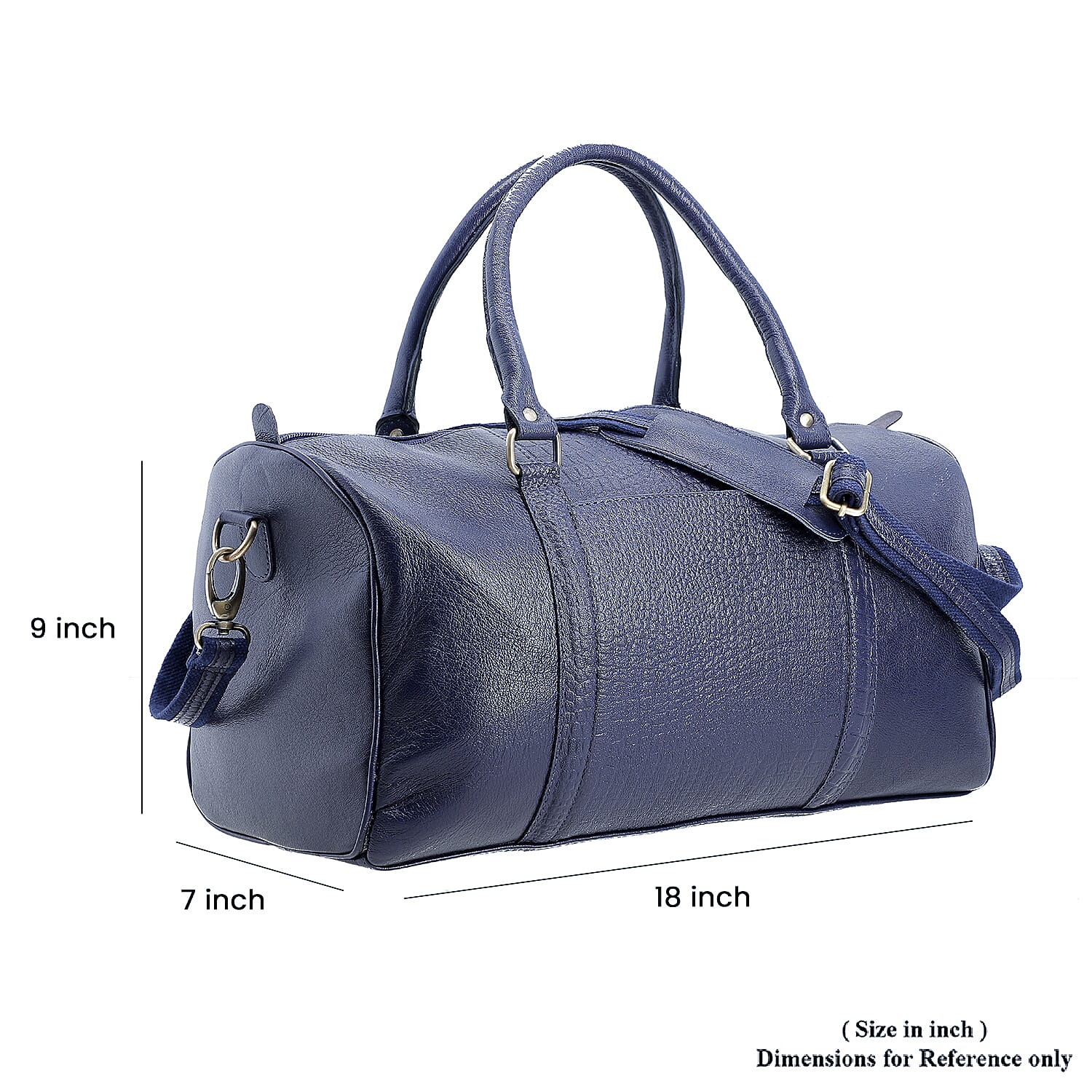Set of 2 -100% Genuine Leather Croc Embossed Luggage Duffle with Croc Embossed Crossbody Bag - Navy