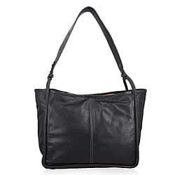 Leather Patterned Shoulder Bag (Size 36x17x30 cm) - Turquoise & Black